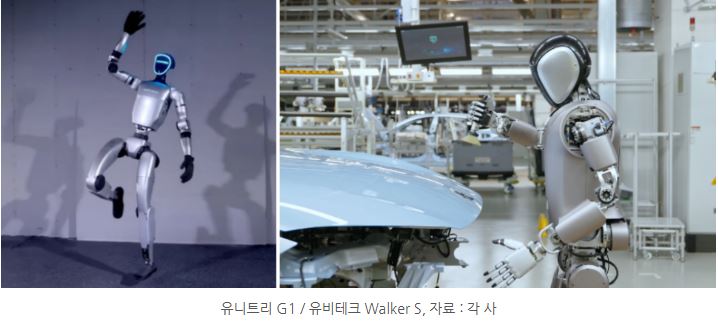 '유니트리'의 g1 모델과 '유비테크'의 walker s 사진.